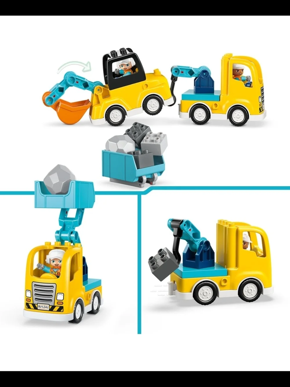 LEGO DUPLO 3-in-1 Construction Vehicles - Yellow & Blue 2+ Activity Toy Learning - Picture 7 of 8